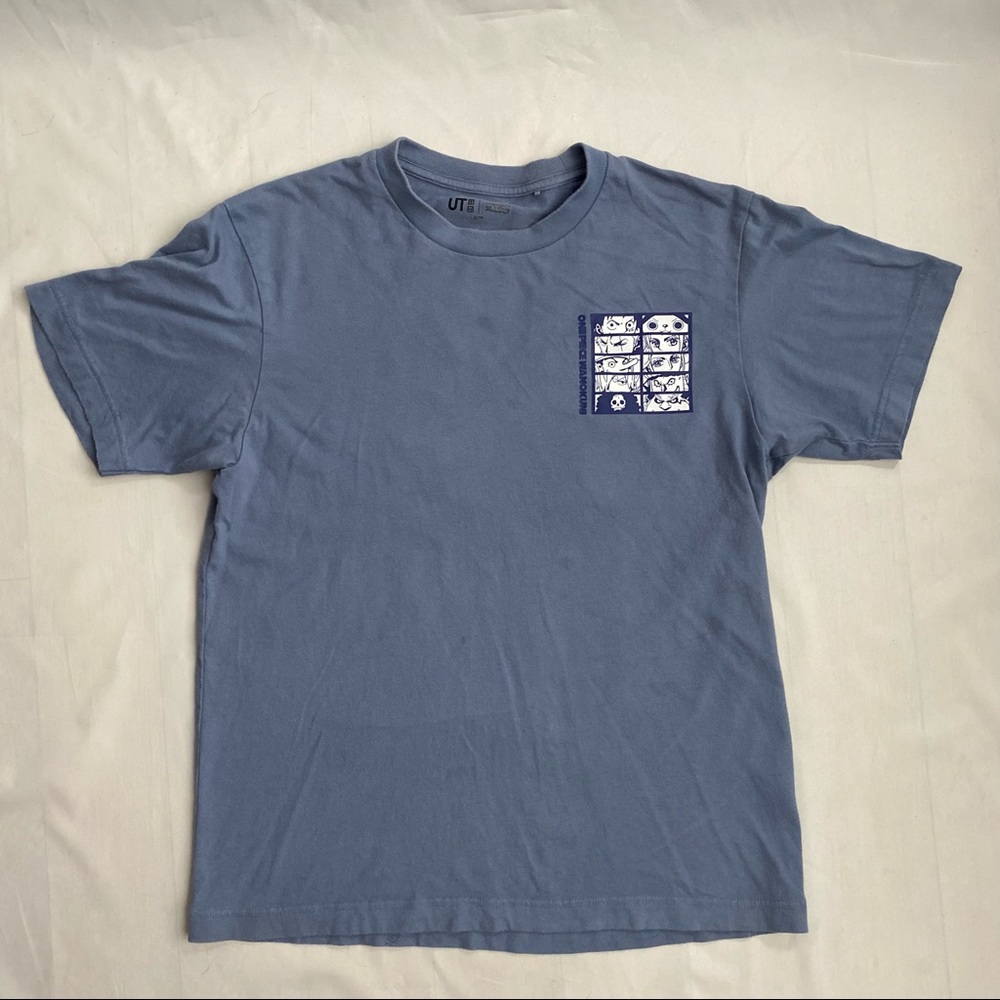 SOLD One Piece x Uniqlo - Wano arc - baby blue T Shirt “Wanokuni” - Picture 2 of 7